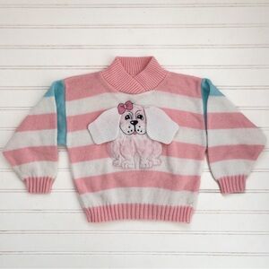 VINTAGE 90s EUC Front & Back Dog w/ Big Floppy Ears Appliqué Sweater